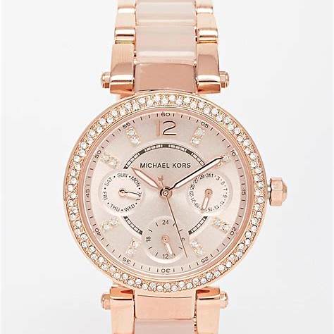 Michael Kors Parker MK6110 Women's Watch - Rose Gold-Tone, Crystal Accents