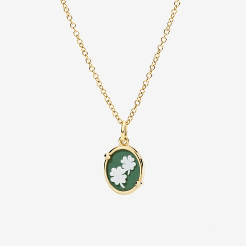 DODODoDo Four - Leaf Clover Cameo Charm DMC5016CAMEOVE09G – 9K Yellow Gold & Green - White PorcelainJEWELRYEcecile