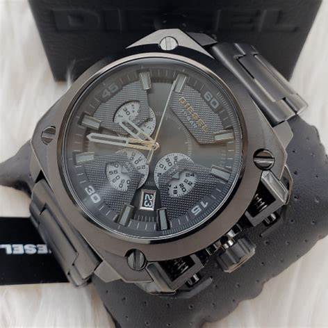 Diesel BAMF DZ7449 Men's Watch - Black Dial, Gunmetal Stainless Steel Bracelet