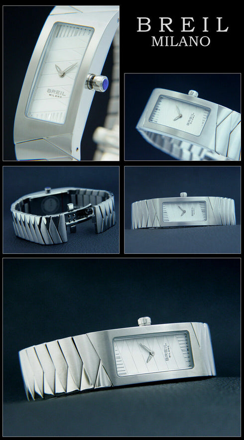 Breil Milano BW0344 Women's Quartz Watch - Rectangular Stainless Steel Case and Bracelet, Silver Dial