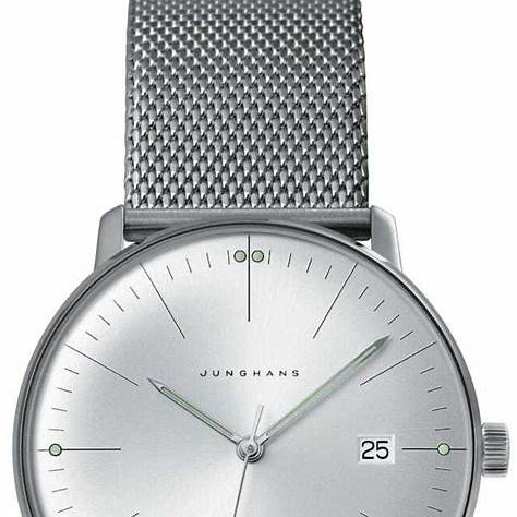 JUNGHANSJunghans Max Bill Quartz 041/4463.46 Men's Watch - 38mm Silver Dial, Stainless Steel Mesh BraceletWATCHESEcecile