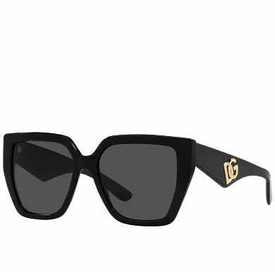 Lunettes de soleil Dolce & Gabbana DG4438 501/87 pour femme - monture noire, verres gris foncé