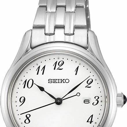 Seiko SUR643P1 Reloj cuarzo mujer - Esfera blanca, Indicación fecha, Brazalete acero