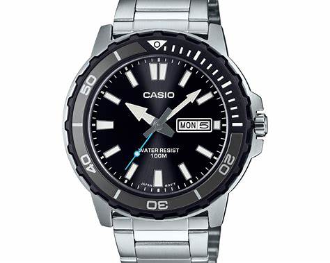 Reloj analógico Casio MTD-125D-1A3VDF para hombre, esfera negra, acero inoxidable