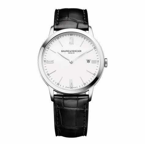 BAUME&MERCIERBaume & Mercier Classima MOA10323 Men's Watch - 40mm Stainless Steel Case, White Dial, Black Leather StrapEYEWEAREcecile