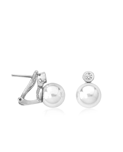 Majorica 09507.01.2.907.706.1 Earrings – 925 Silver, 10mm White Pearl, Zirconia, Omega Back