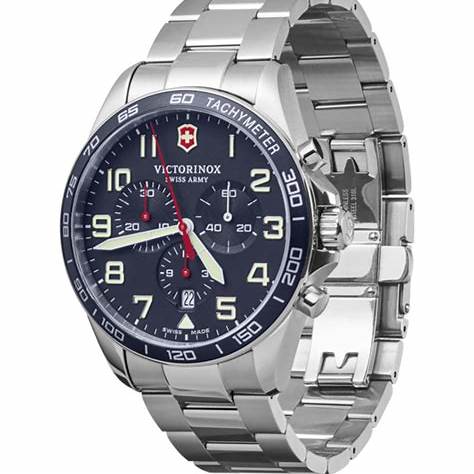VICTORINOXVictorinox Fieldforce Men's Chronograph Watch V241857 – Blue Dial, Stainless Steel BraceletWATCHESEcecile