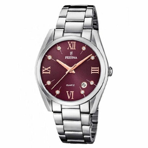 FESTINAFestina F16790/E Boyfriend Women's Watch – 37mm Silver Stainless Steel, Purple DialWATCHESEcecile