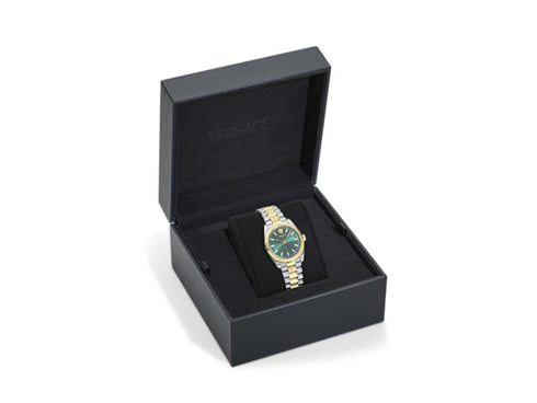 Versace VE0E00425 Millenyium Lady 32 mm Quartz – Green Dial, Two-Tone Steel