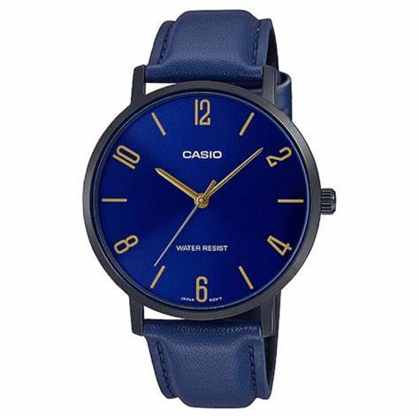 CASIO & VINTAGECasio MTP - VT01BL - 2BUDF Men's Blue Dial Leather Strap WatchWATCHESEcecile