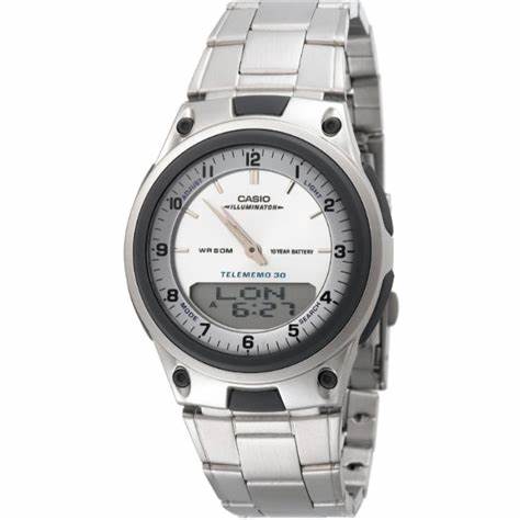 : Casio AW-80D-7AVES Men's Analog-Digital Watch – White Dial, Stainless Steel Bracelet
