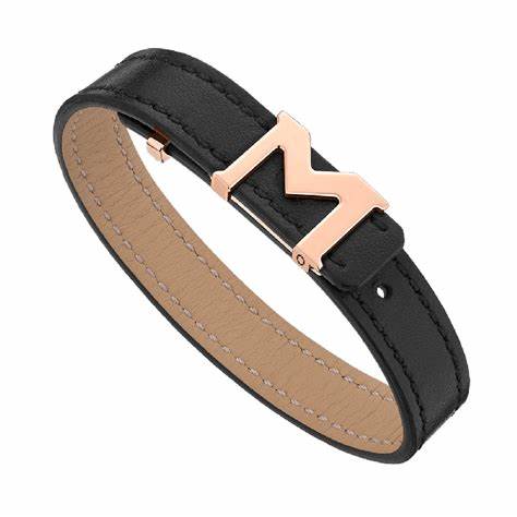 MONTBLANCMontblanc M_Gram 128659 Men's Bracelet - Black Leather with Rose Gold - Coated M Logo ClosureLEATHER GOODSEcecile