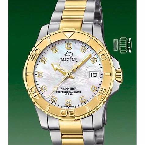 JAGUARJaguar Women's Swiss Quartz Watch - Model J896/3, Two - Tone Stainless Steel, Mother - of - Pearl Dial, Crystal AccentsWATCHESEcecile