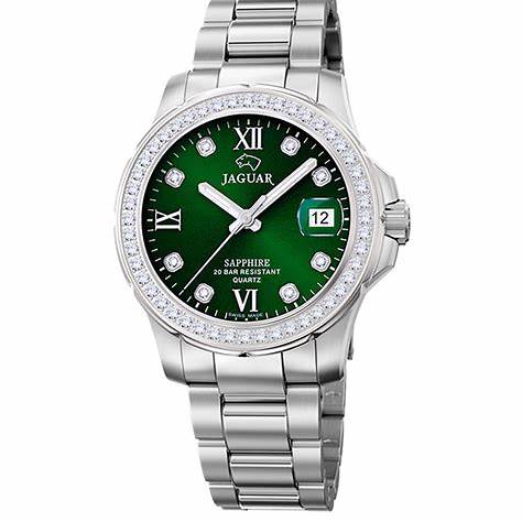 JAGUARJaguar J892/5 Women's Executive Diver Watch - Stainless Steel Bracelet, Green DialWATCHESEcecile