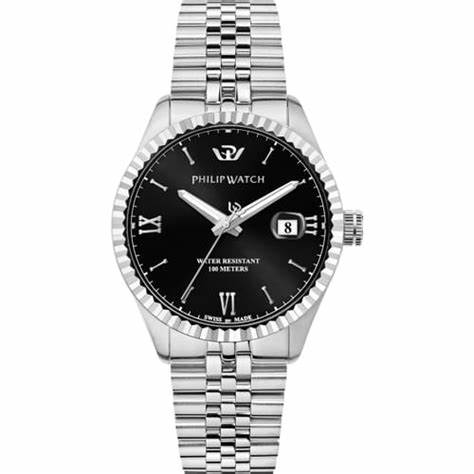 Philip Watch Caribe R8253597076 Orologio al quarzo da uomo - Quadrante nero, bracciale in acciaio inossidabile