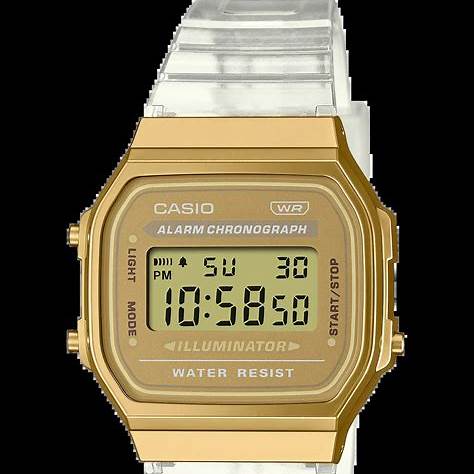 CASIO & VINTAGECasio A168XESG - 9AEF Unisex Digital Watch – Gold - Tone Case, Translucent Band, IlluminatorWATCHESEcecile
