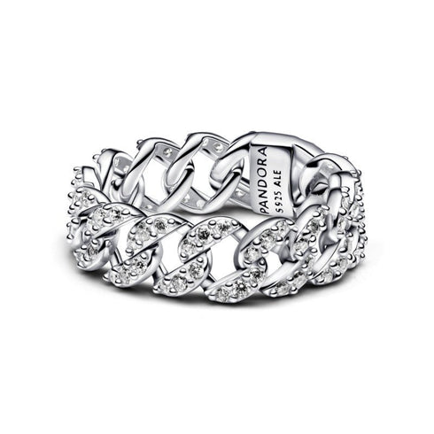 PANDORAPandora Pavé Cuban Chain Ring 193557C01 - 56 - Sterling Silver, Cubic Zirconia, Size 56BIJOUXEcecile