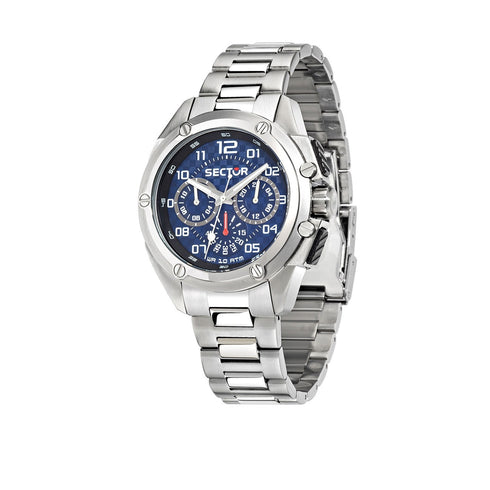 Sector 950 R3253581002 Men's Multifunction Quartz Watch - 43mm Blue Guilloché Dial, Stainless Steel Bracelet