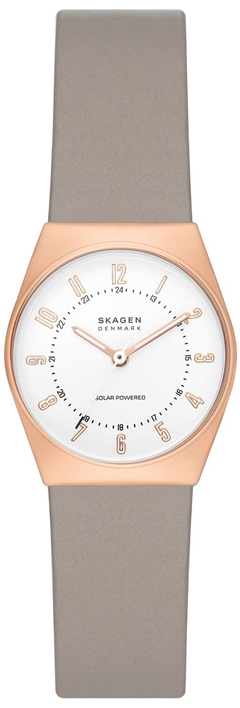 Skagen Danimarca SKW3079 Orologio solare Grenen Lille - Oro rosa, cinturino in pelle grigio, 26 mm