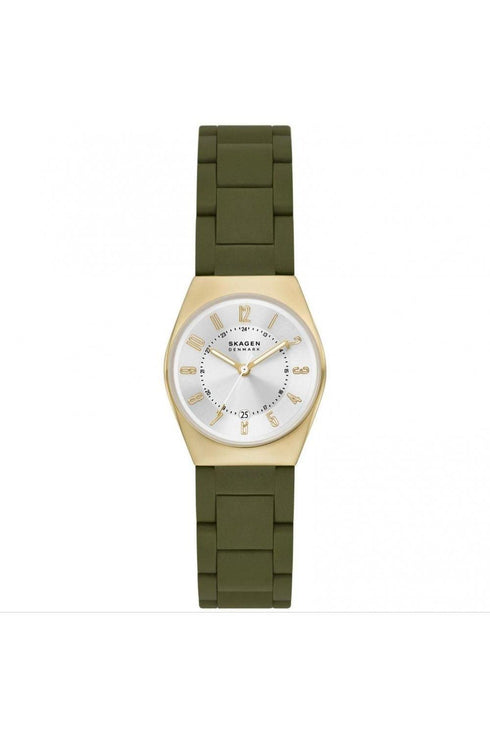 Skagen Denmark SKW3034 Grenen Lille Ocean Watch – 26mm Gold Case, Green Strap