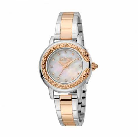 Just Cavalli JC1L151M0105 Montre habillée pour femme - cadran blanc, acier or rose 32 mm