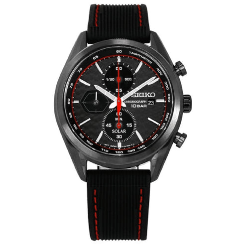 SEIKOSeiko SSC777P1 Men's Solar Chronograph Watch - Black Dial, Black Silicone StrapWATCHESEcecile