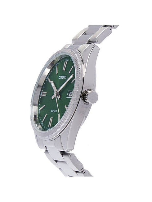 CASIO & VINTAGECasio MTP - 1302PGC - 3AVEF Men's Analog Watch – Green Dial with Gold - Tone Stainless Steel BraceletWATCHESEcecile