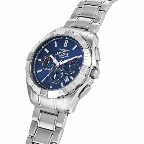 Sector 790 R3273636004 Herren Chronograph Quarzuhr - 42mm blaues Zifferblatt, Edelstahlarmband