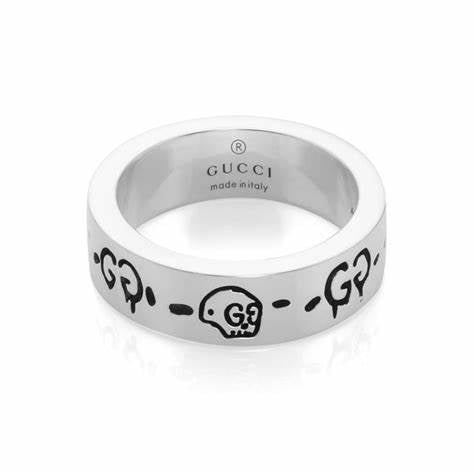 Gucci Ghost Anillo de Plata de Ley 6mm - Talla 6