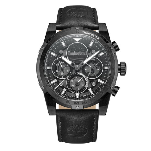 TIMBERLANDTimberland TDWGF0009402 Sherbrook Multifunction Watch – 46mm Black Steel, Black Leather StrapWATCHESEcecile
