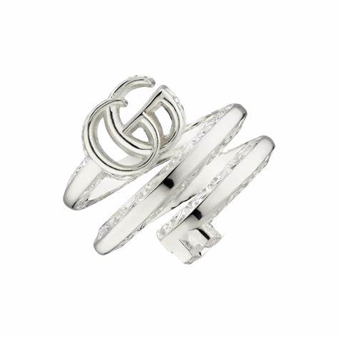 Gucci GG Marmont Plata de Ley Llave Doble Anillo - Talla 6
