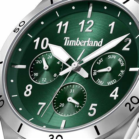 TIMBERLANDTimberland Ashmont Men's Watch TDWGK0054702 – Silver - Tone Case, Green Dial, Stainless Steel BraceletWATCHESEcecile