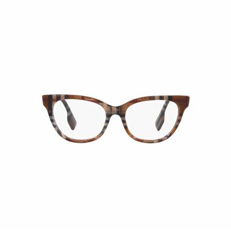 Burberry BE 2375 3966 Women's Eyeglasses - Check Brown Acetate Cat-Eye Frame