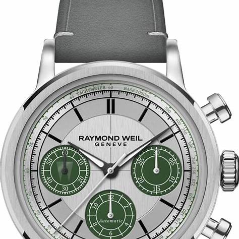 RAYMOND WEILRaymond Weil Millesime 39.5mm Automatic Chronograph - Silver Dial, Grey Leather StrapWATCHESEcecile
