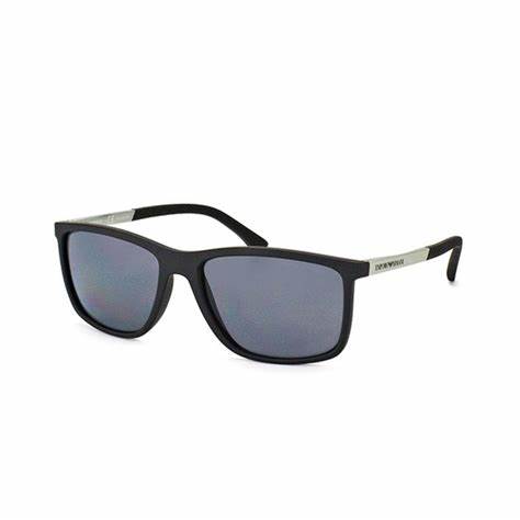 Occhiali da sole Emporio Armani EA 4058 5063/81 - Montatura nera opaca, lenti polarizzate grigie