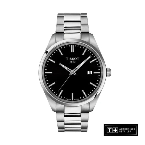 Tissot PR 100 T150.410.11.051.00 Reloj de cuarzo para hombre - 40mm Acero inoxidable, esfera negra