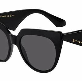 Etro 0003/S 807-IR Women's Cat-Eye Sunglasses - Black Frame, Gray Lenses