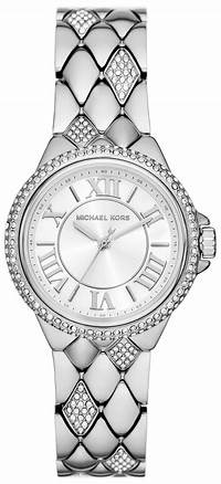 Michael Kors MK4804 Montre pour femme Mini Camille en argent avec lunette en cristal pavé
