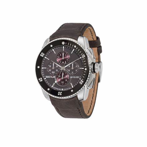 Sector 350 R3271903004 Men's Chronograph Watch - 45mm Grey Dial, Brown Leather Strap