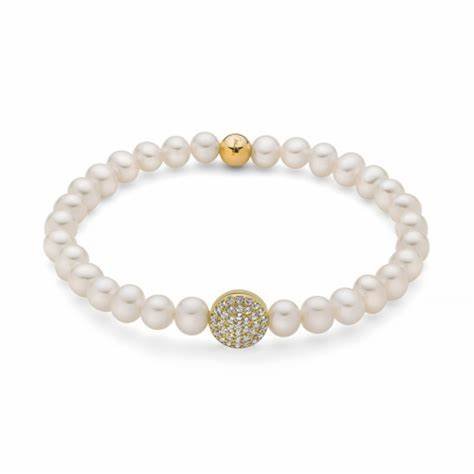 MILUNAMiluna PBR3500G - TPZ Women's Bracelet - 925 Silver with White Pearls and Gold - Plated HeartJEWELRYEcecile