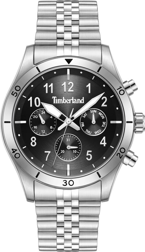 TIMBERLANDTimberland TDWGK0054703 Ashmont Men's Watch – 44mm Silver Stainless Steel Case, Black Dial, Silver Bracelet, Multifunction Quartz Movement, 5 ATM Water ResistanceWATCHESEcecile