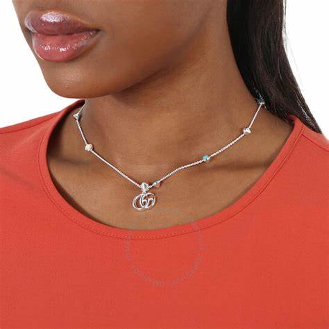 Gucci GG Marmont Collier en argent sterling avec nacre et topaze - Modèle YBB527399001