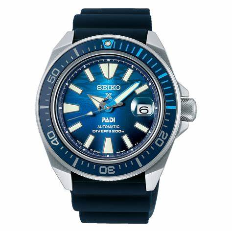 Seiko Prospex SRPJ93K1 PADI Special Edition Automatic Men's Watch - Blue Dial, Blue Silicone Strap