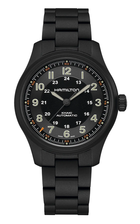 Hamilton Khaki Field Titanium Auto H70665130 - 42mm Black PVD Titanium, Black Dial