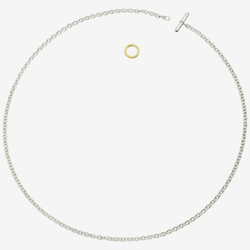 DODODoDo Essentials Necklace DC94001CHAIN000OA – 40cm Sterling Silver Chain with 18K Yellow Gold RingJEWELRYEcecile
