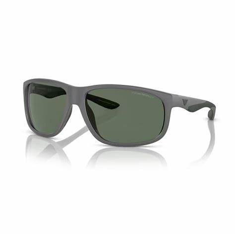 Emporio Armani EA4199U 5060/71 Men's Sunglasses - Matte Gray Frame, Green Lenses, 65mm