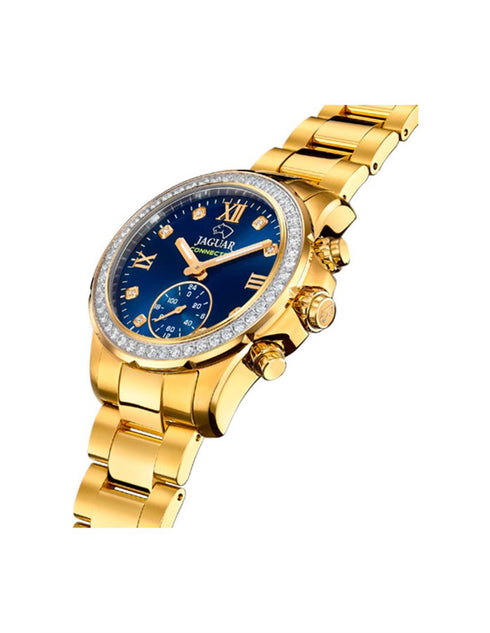 JAGUARJaguar Connected J983/3 Women's Hybrid Smartwatch - Gold Stainless Steel with Blue DialWATCHESEcecile