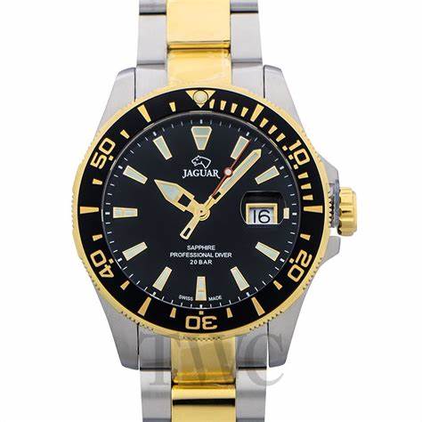 JAGUARJaguar Men's Swiss Quartz Diver Watch - Model J863/D, Two - Tone Stainless Steel, Black DialWATCHESEcecile