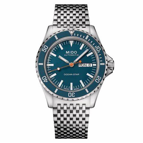 Mido Montre Homme Ocean Star Tribute M026.830.11.041.00 - 40.5mm, cadran bleu, boîtier et bracelet en acier inoxydable