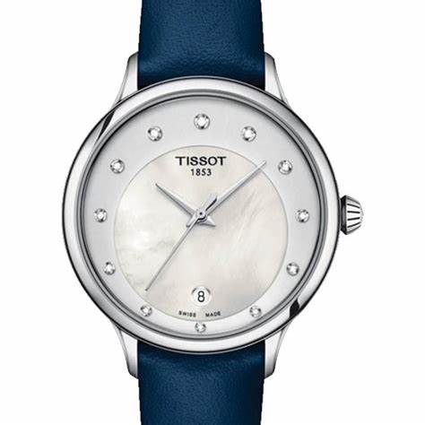 TISSOTTissot Odaci - T T1332101611600 Women's Watch – Mother of Pearl Dial, Diamond Indices, Blue Leather StrapWATCHESEcecile